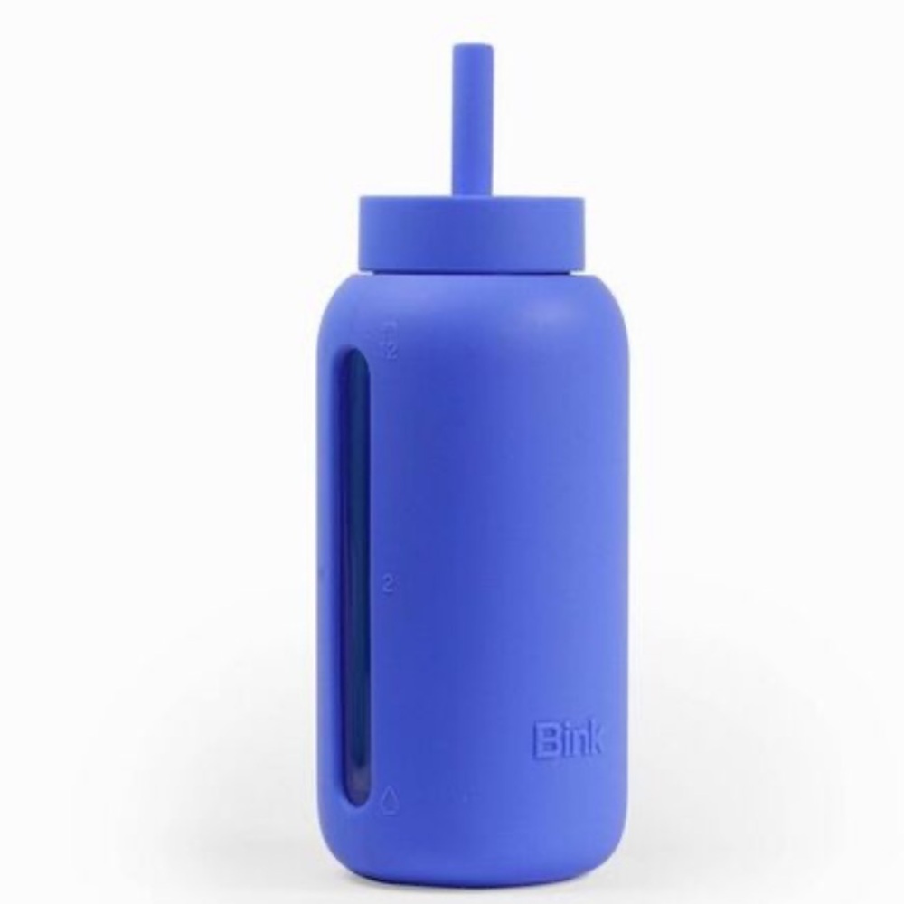 Bink Blue Glass Silicone Straw Cup